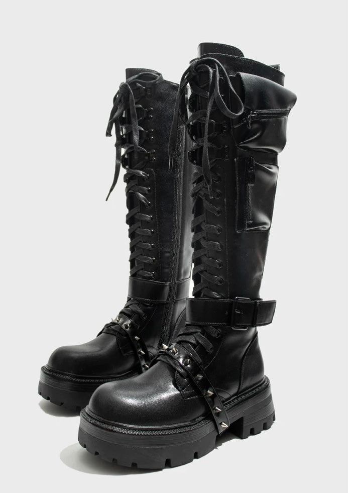 lace up combat boots / v1110