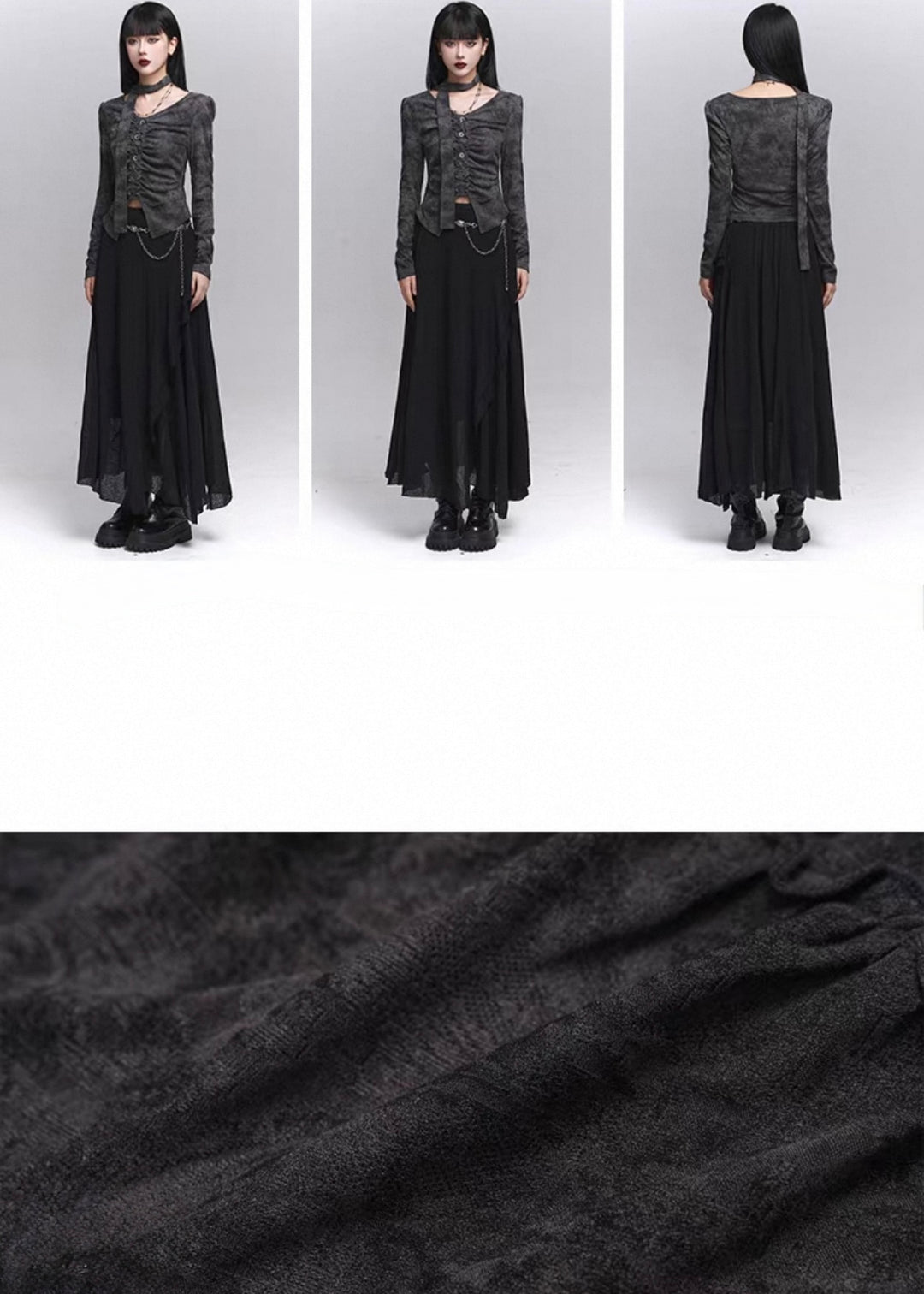 Asymmetry Ruched Gothic Top / lg1345_e4r
