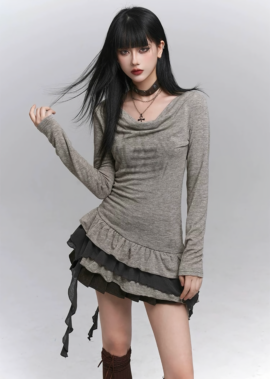 Gothic Layered Dress-like Top  / lg1334