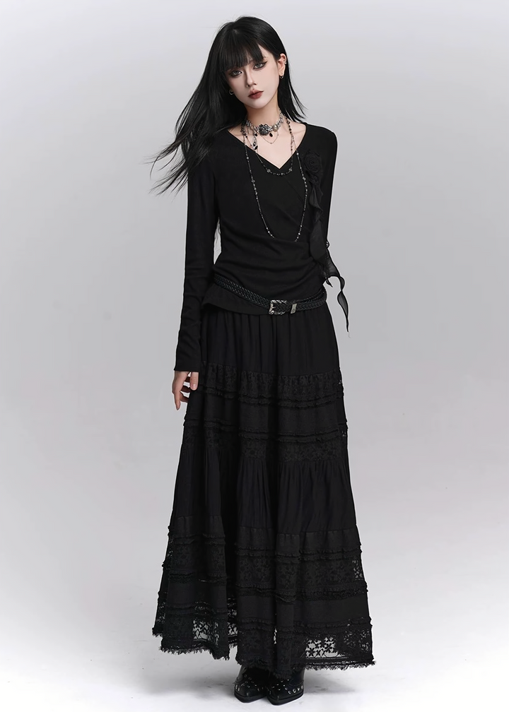 BLACK ROSE GOTHIC LONG SLEEVE / LG1413_e4r