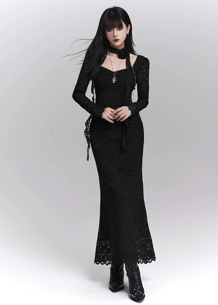 DARK BLOOM LACE DRESS /  LG1398_e4r