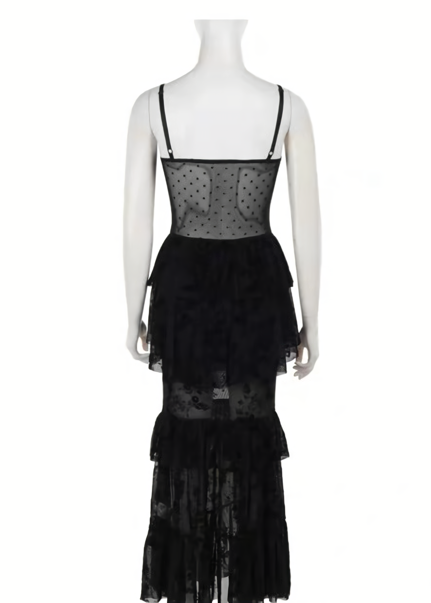 Nocturne Frill Dress & Shadow Sheer Cardigan / LG1408