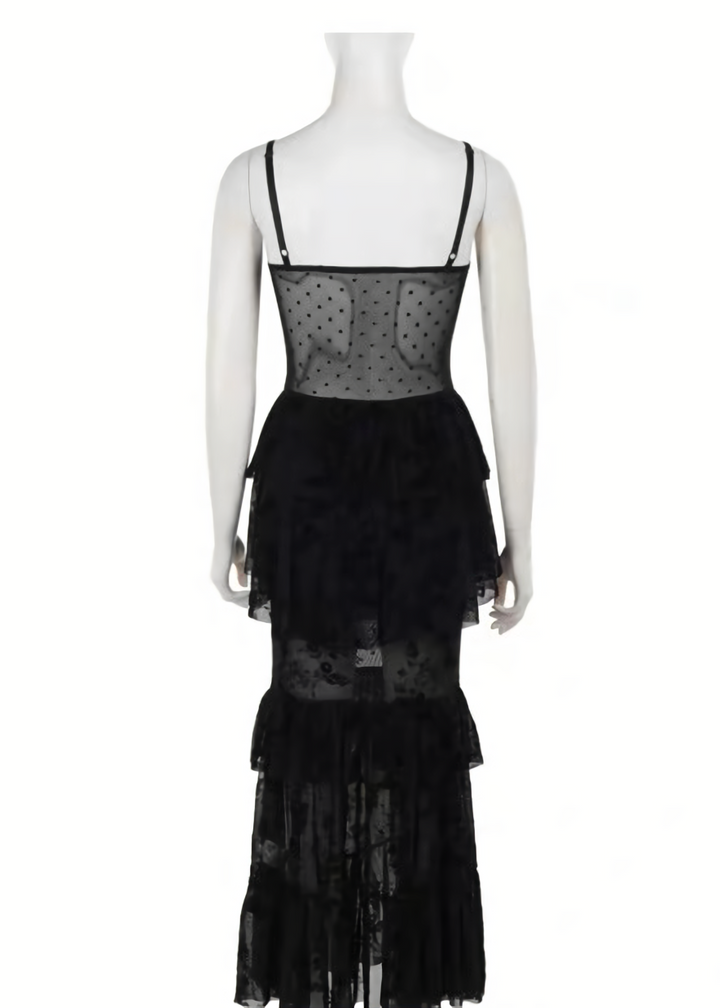 Nocturne Frill Dress & Shadow Sheer Cardigan / LG1408