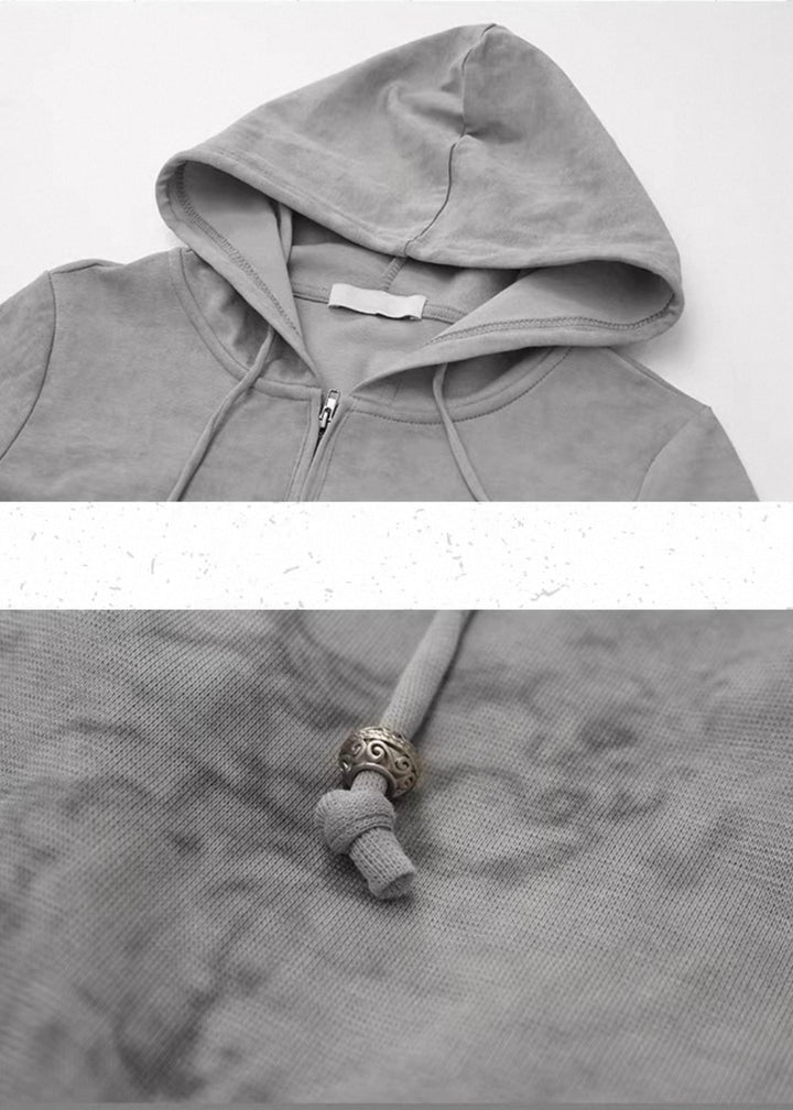 FAKE LAYERED ZIP HOODIE / LG1382