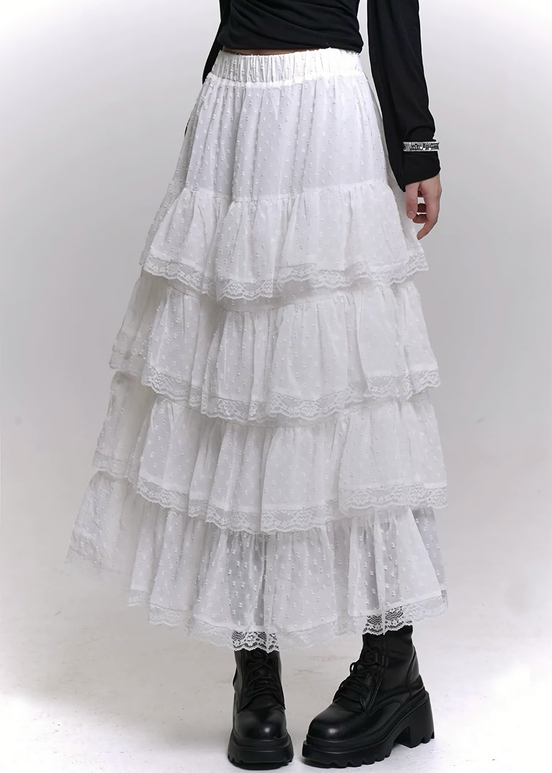 TIERED LACE LONG SKIRT / LG1452