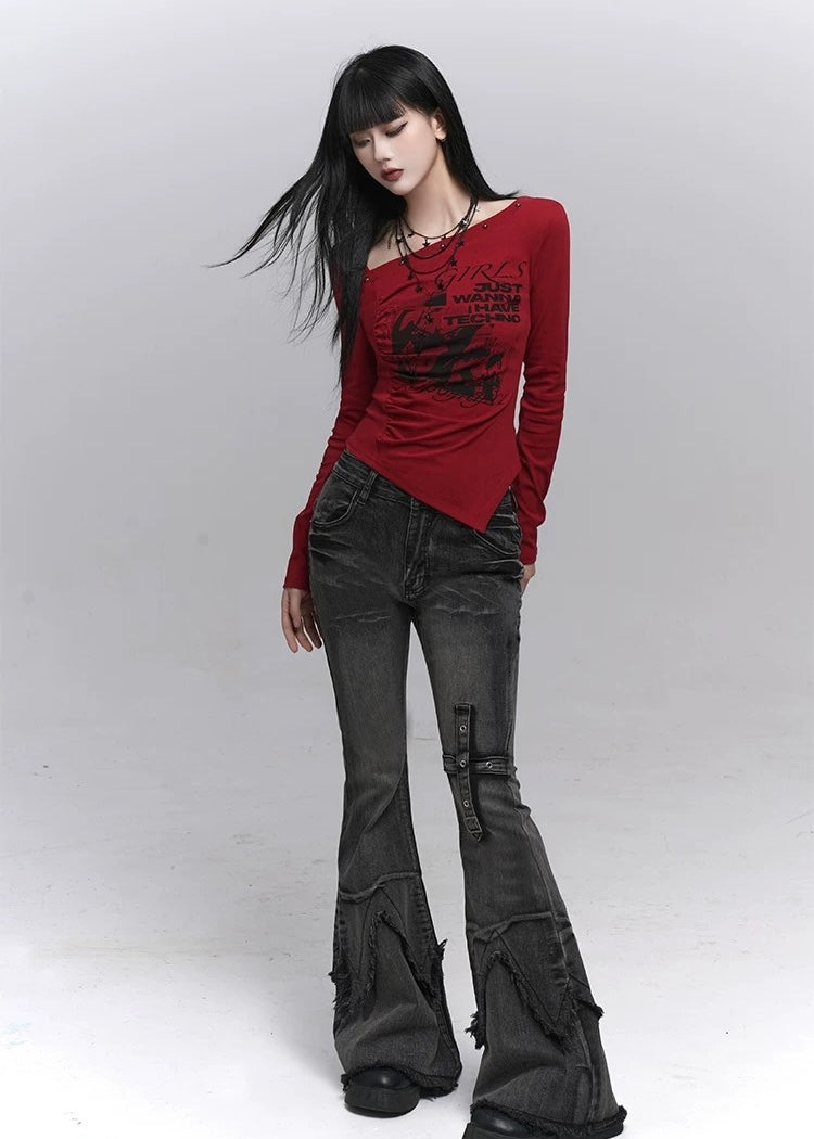 Asymmetry Techno Print Top / LG1369