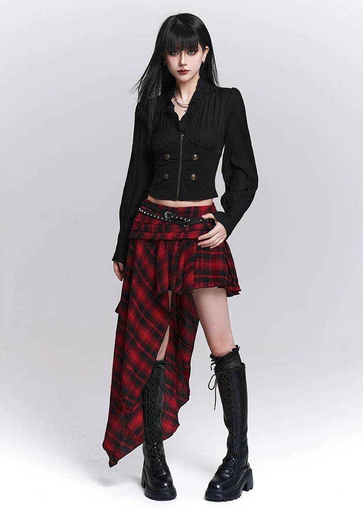 Frill Collar Corset Short Top / LG1514