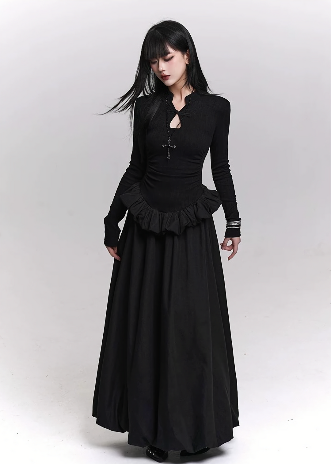 RUINED RUFFLE LONG DRESS / LG1455