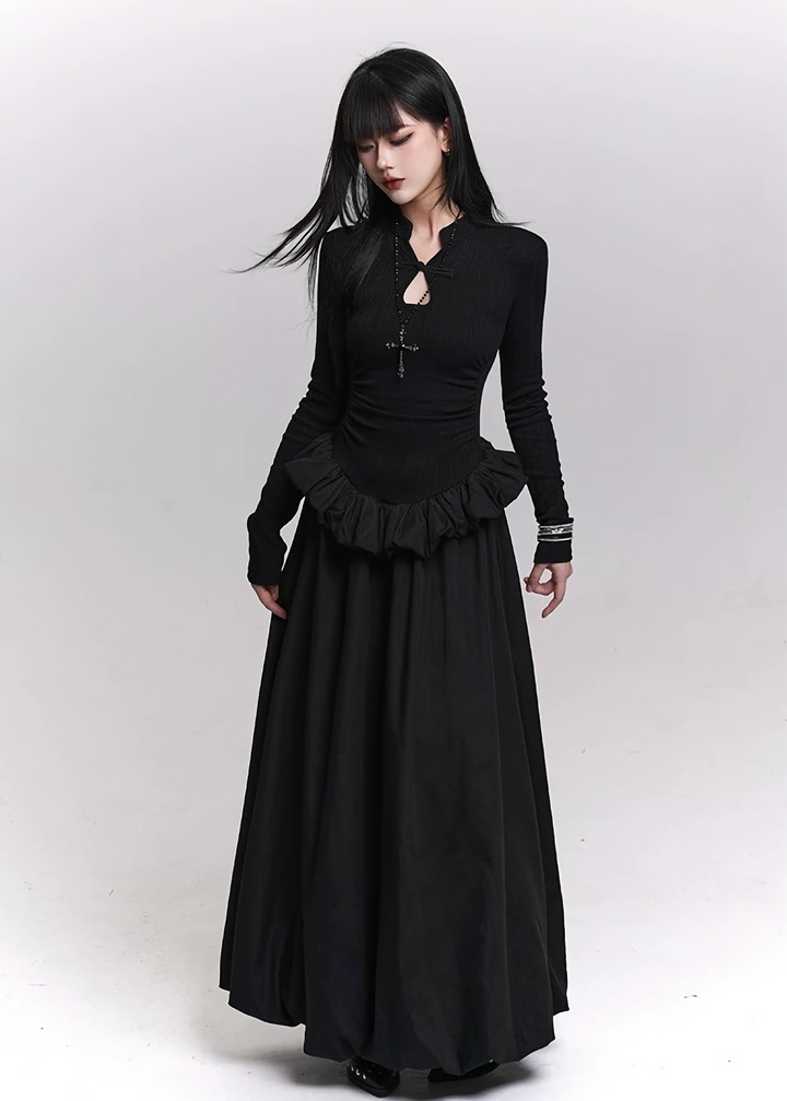 RUINED RUFFLE LONG DRESS / LG1455