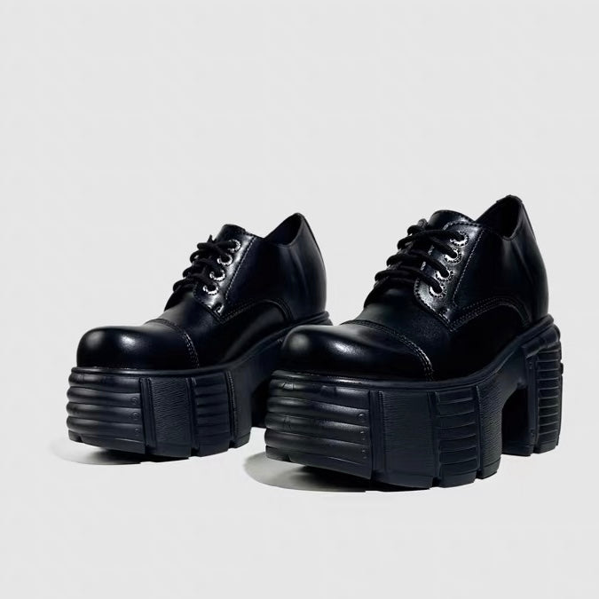 DARK CHUNKY PLATFORM LACE-UP SHOES / V1188