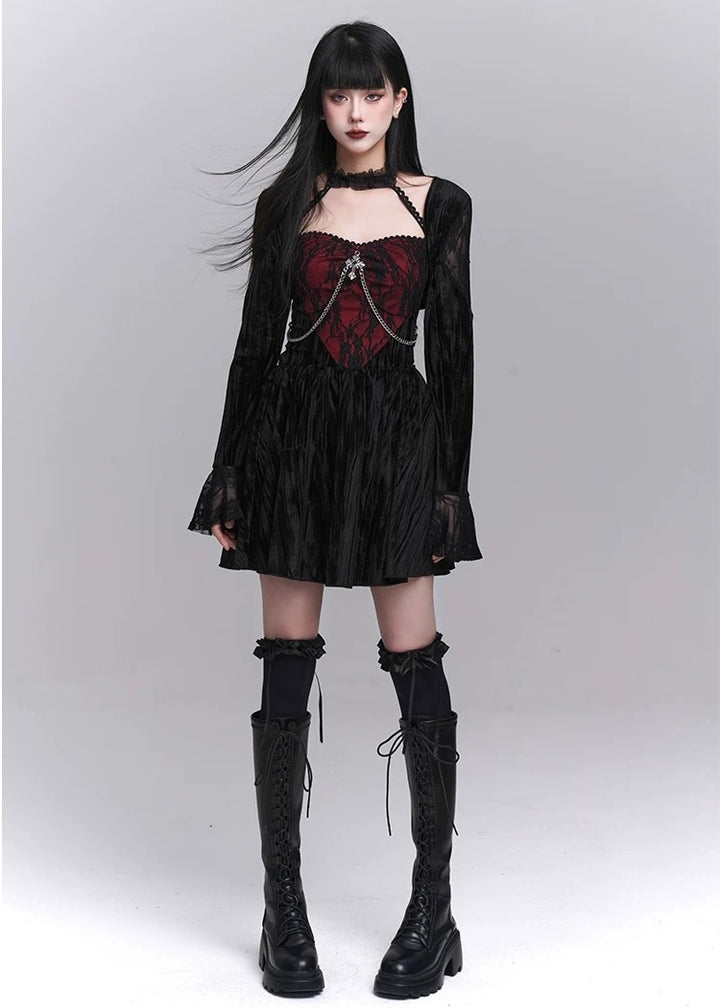 gothic frill velvet dress / LG1217