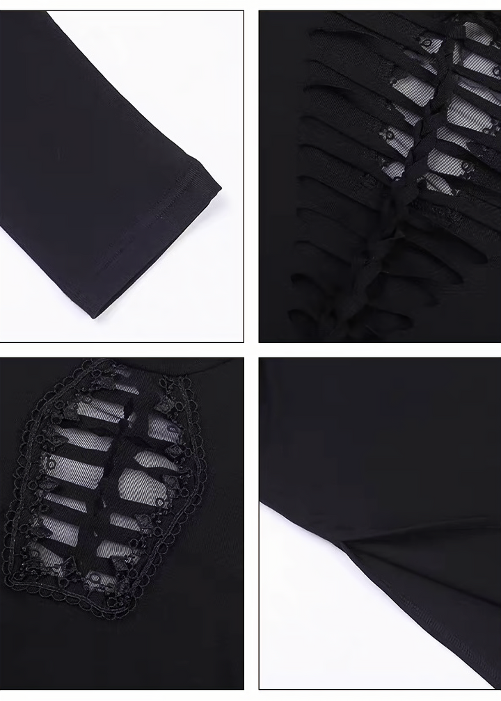 GOTHIC CUTOUT LACE-UP LONG ONEPIECE / LG1698