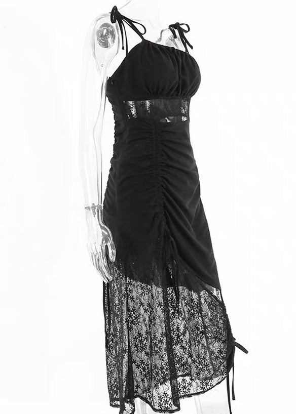 GOTHIC ASYMMETRIC LACE MIDI DRESS / LG1655