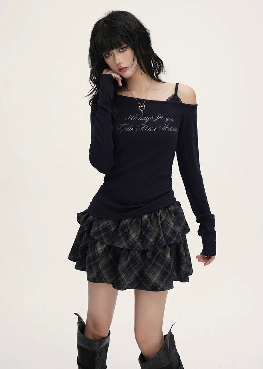 Check Frill Mini Skirt / LG1390