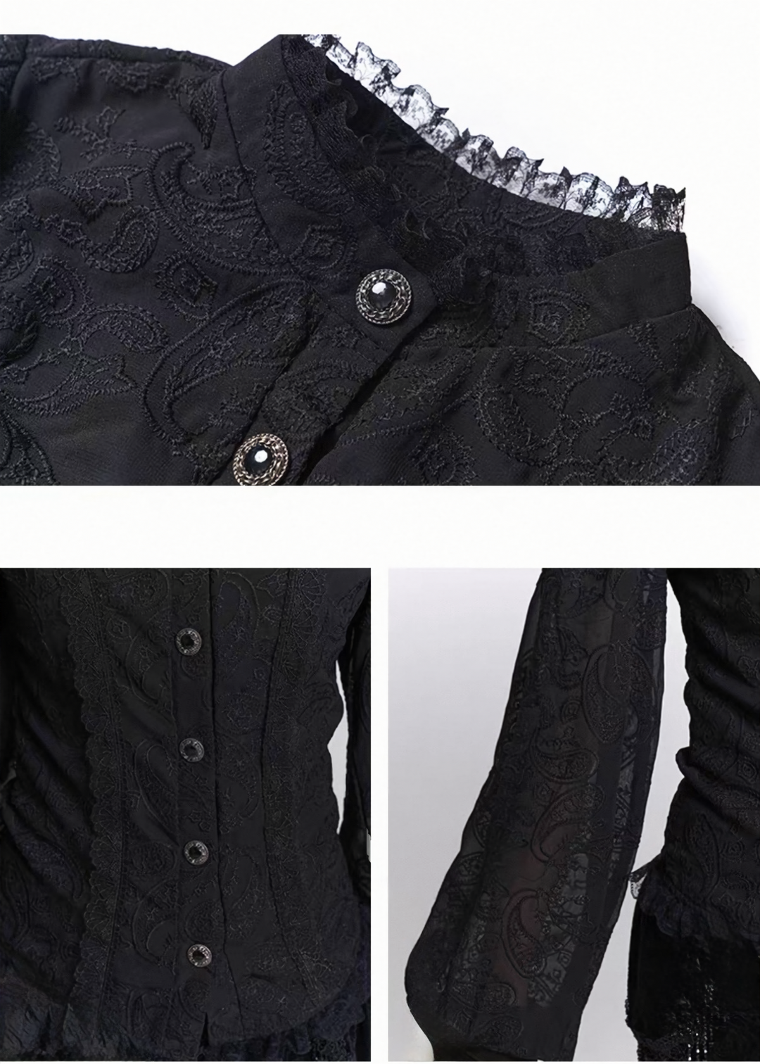 Black Jacquard Waist-Shaped Shirt / LG1520