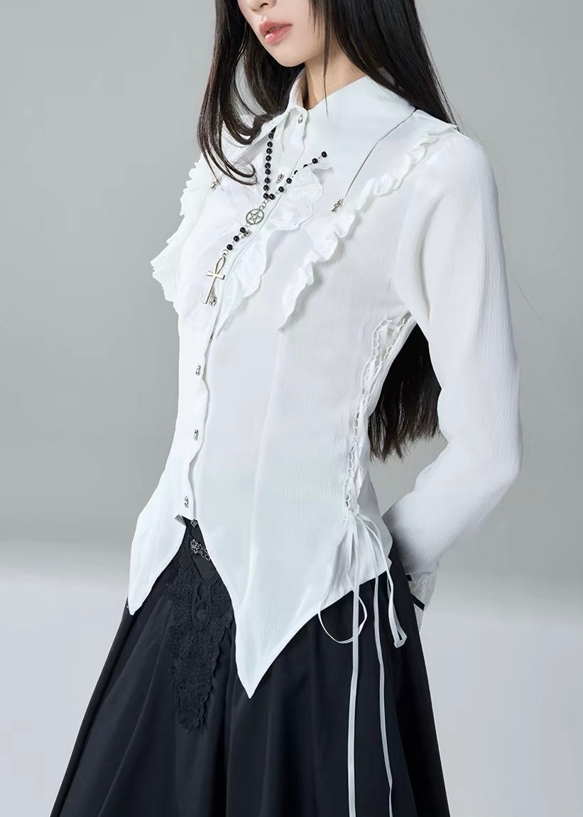 GOTHIC FRILL SHIRT &amp; CORSET WAIST LONG SKIRT / LG1718
