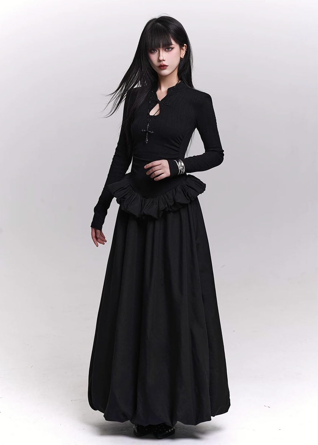 RUINED RUFFLE LONG DRESS / LG1455