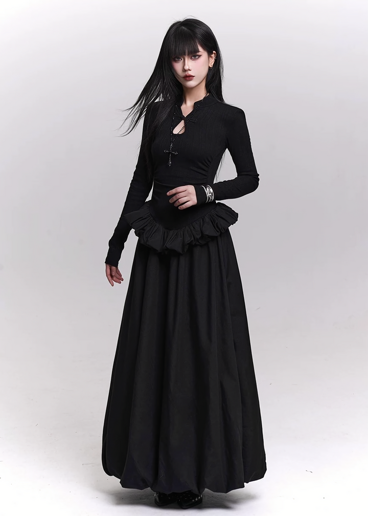 RUINED RUFFLE LONG DRESS / LG1455