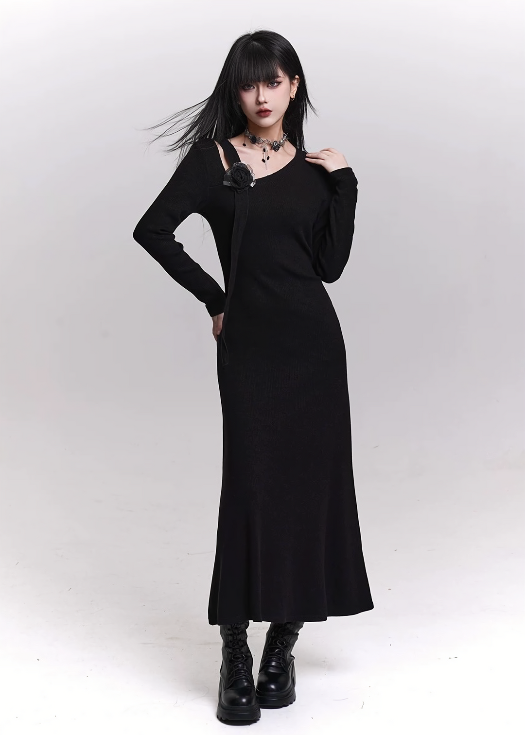 PETAL APPLIQUÉ LONG DRESS / LG1475