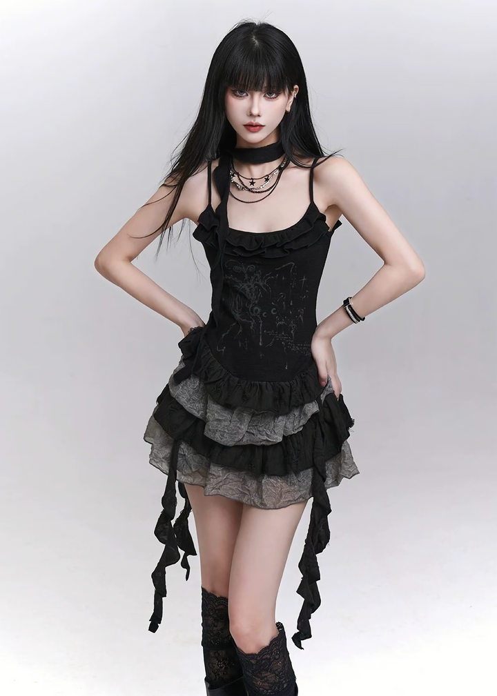 Layered frill gothic camisole dress / LG1291 