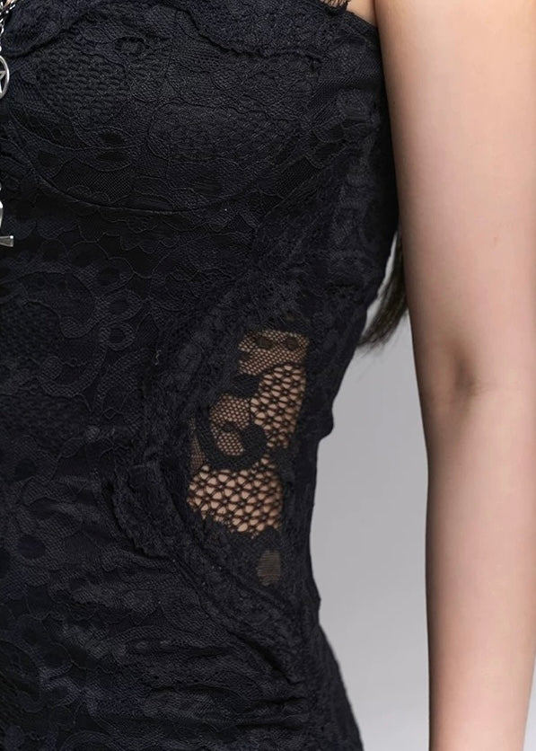 black lace suspender dress / LG1241