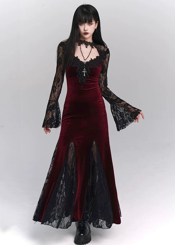 black velvet long dress / LG1177