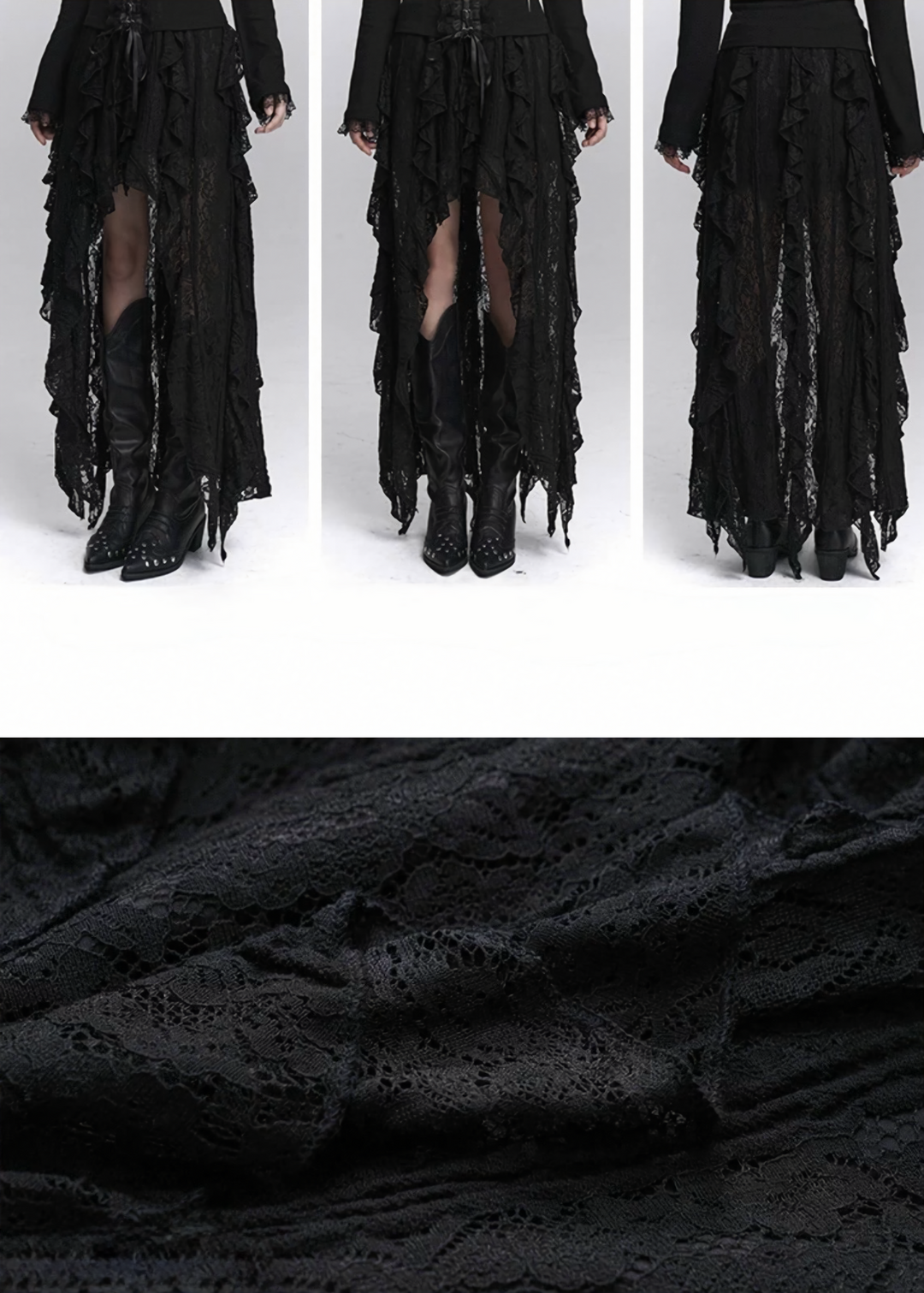 LAYERED LACE ASYMMETRIC SKIRT / LG1430