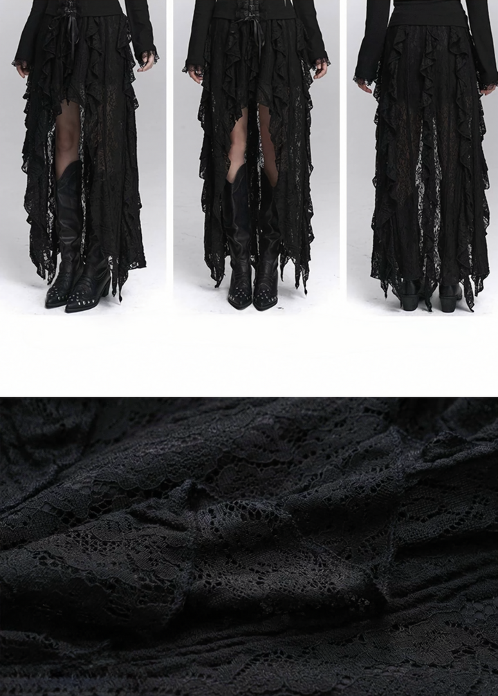 LAYERED LACE ASYMMETRIC SKIRT / LG1430