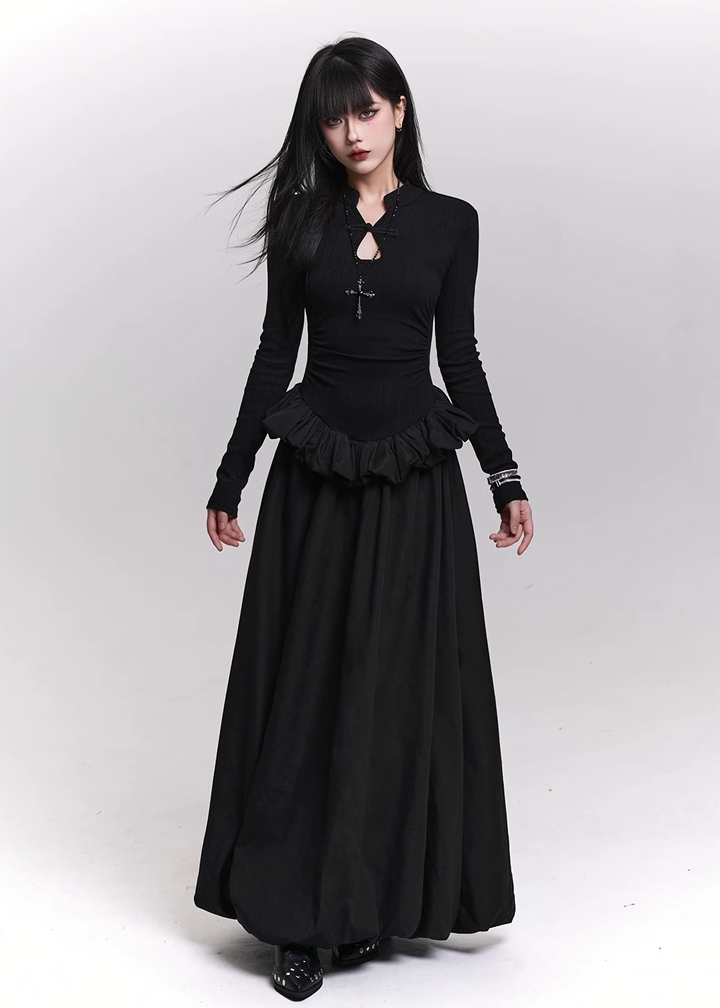 RUINED RUFFLE LONG DRESS / LG1455