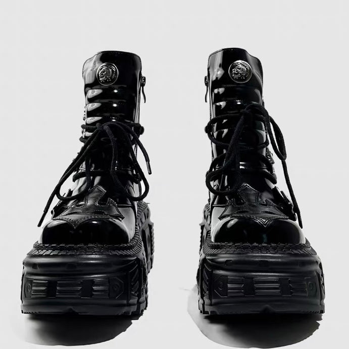 DARK BUCKLE PLATFORM BOOTS / V1173