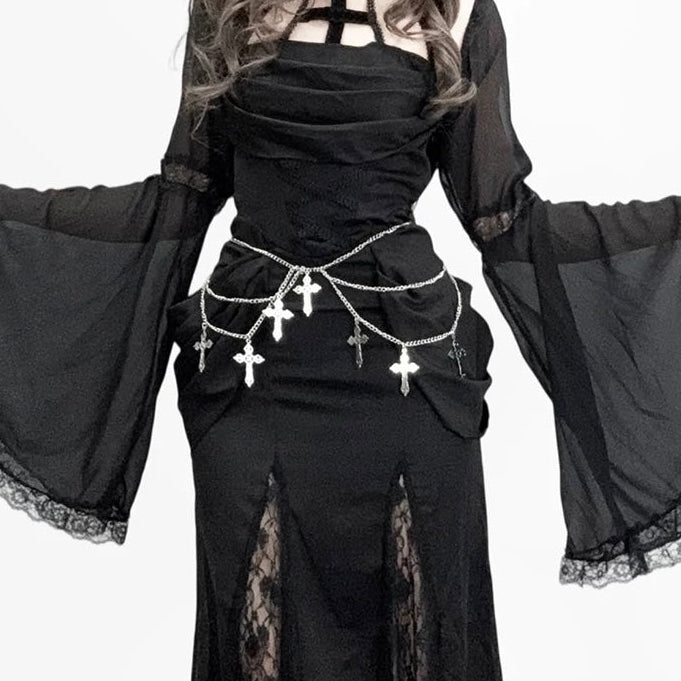 GOTHIC CROSS STRAP LONG DRESS / LG1557