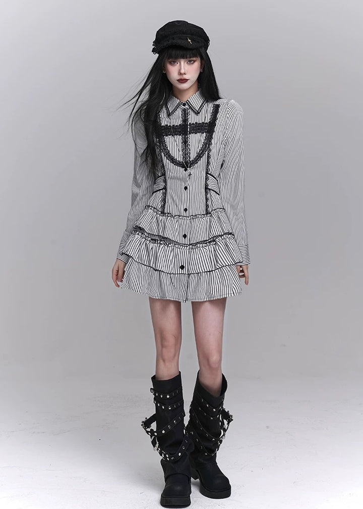 gothic striped dress / LG1237_e4r