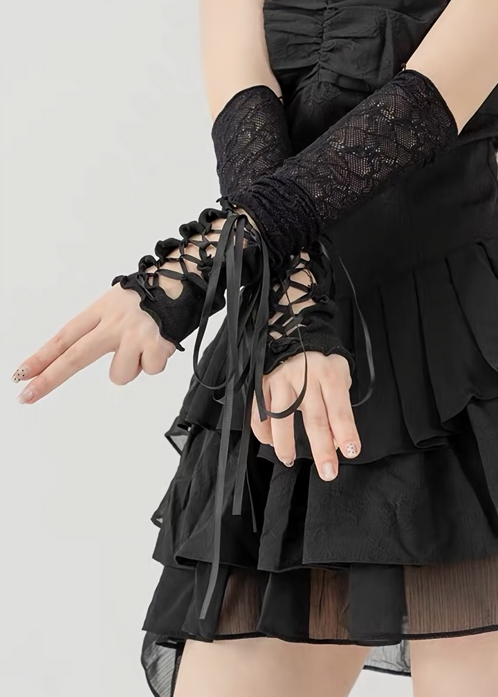 LACE-UP RIBBON ARM COVER / V1180