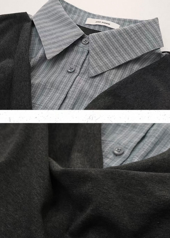 DRAPED COLLAR LAYERED TOP / LG1541