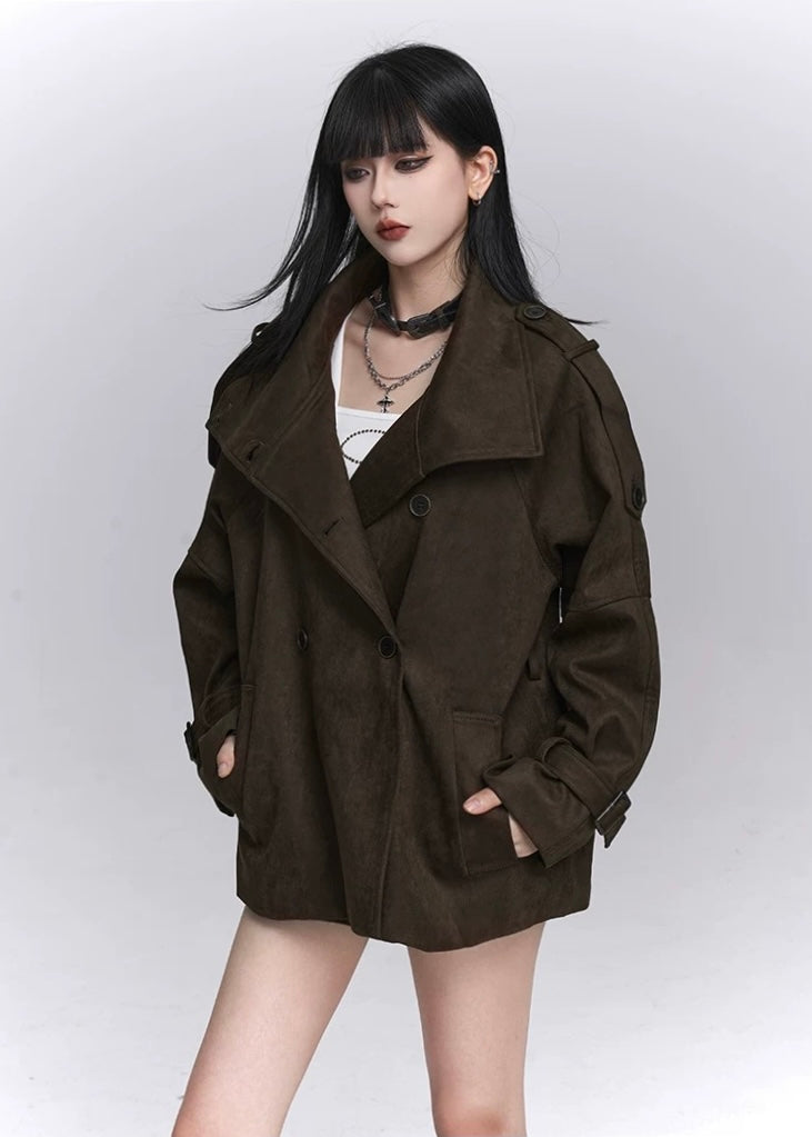 VELVET MILITARY SHORT TRENCH JACKET / LG1432