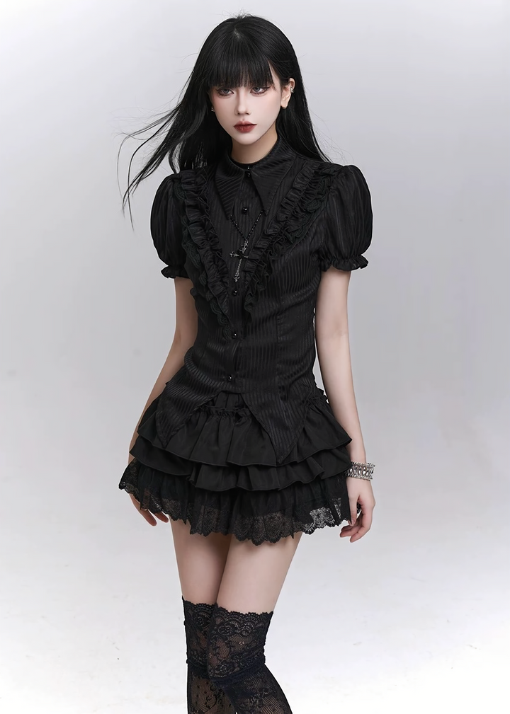 REQUIEM RUFFLE PUFF SLEEVE SHIRT / LG1308