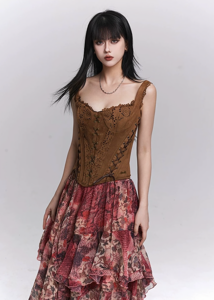 FISHBONE LACE-UP BRA VEST / LG1502