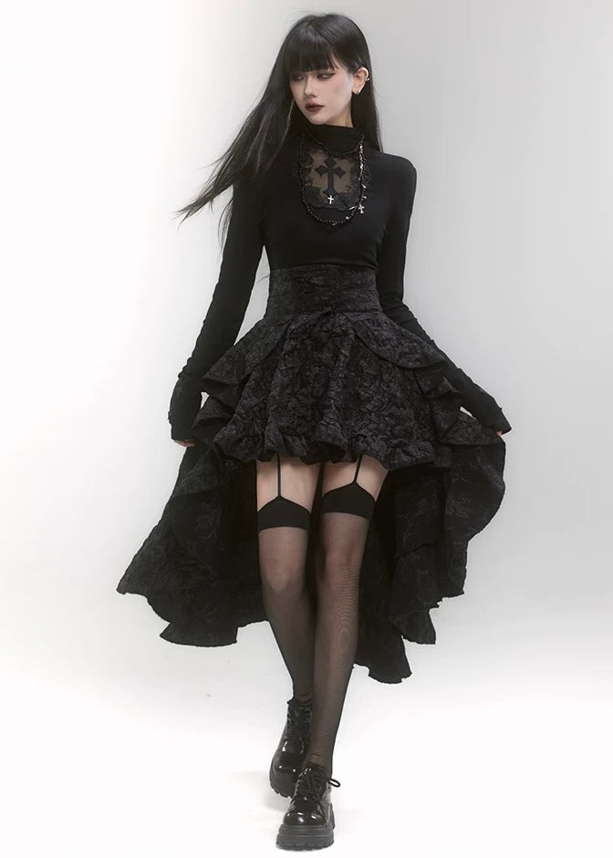 GOTHIC IRREGULAR HEM SKIRT / LG1186_e4r