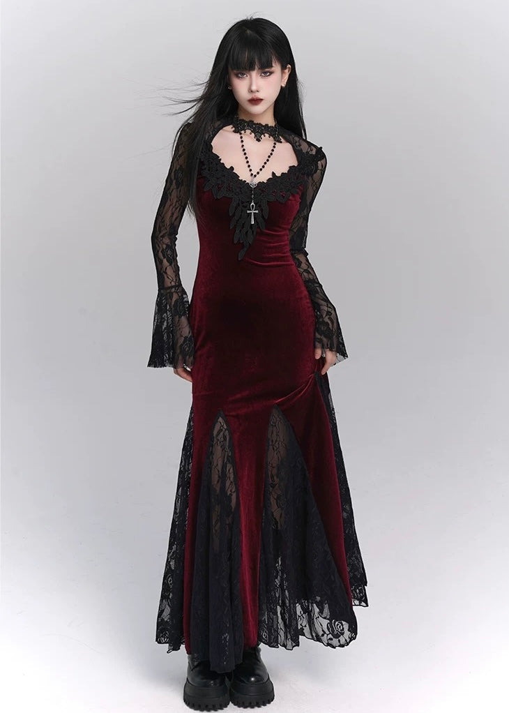 【당일 배송】black velvet long dress / LG1177 