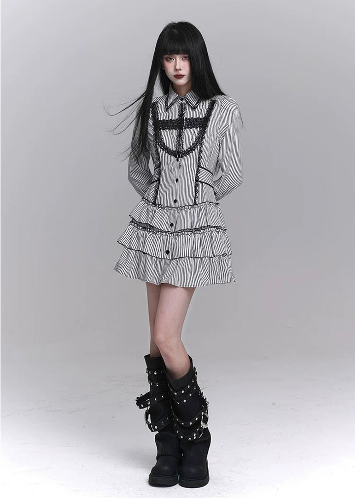 gothic striped dress / LG1237_e4r