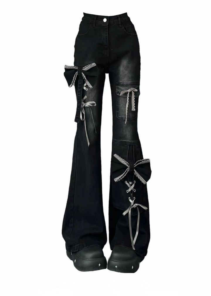 DARK RIBBON FLARE PANTS / LG1653
