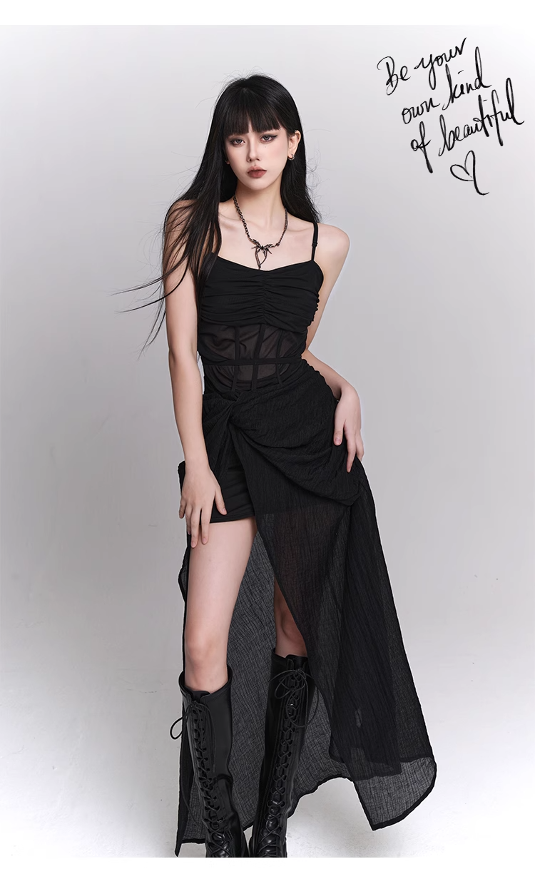 [Same-day delivery] black gothic one piece dress / LG1101