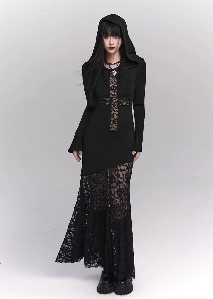 hooded long dress / LG1141 