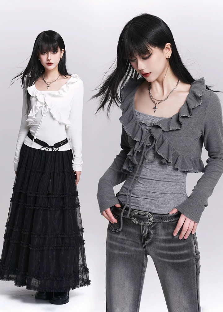 FRILL LAYERED TWO-PIECE TOP / LG1547