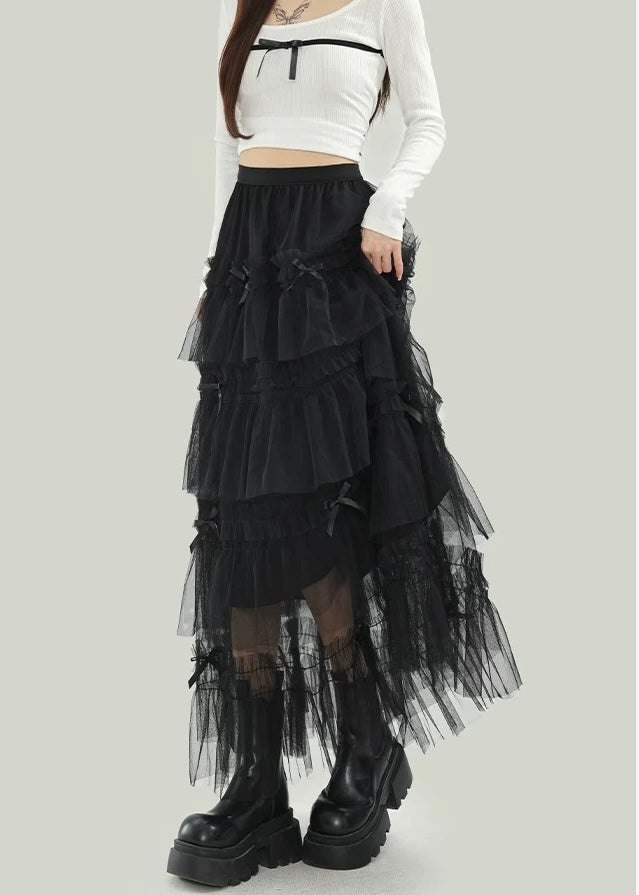 RIBBON TIERED TULLE SKIRT / LG1104