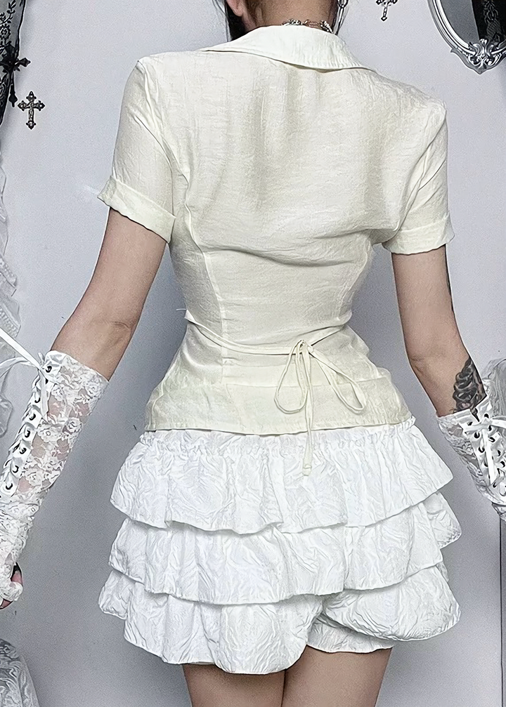 CLASSICAL FRILL ZIP BLOUSE / LG1567