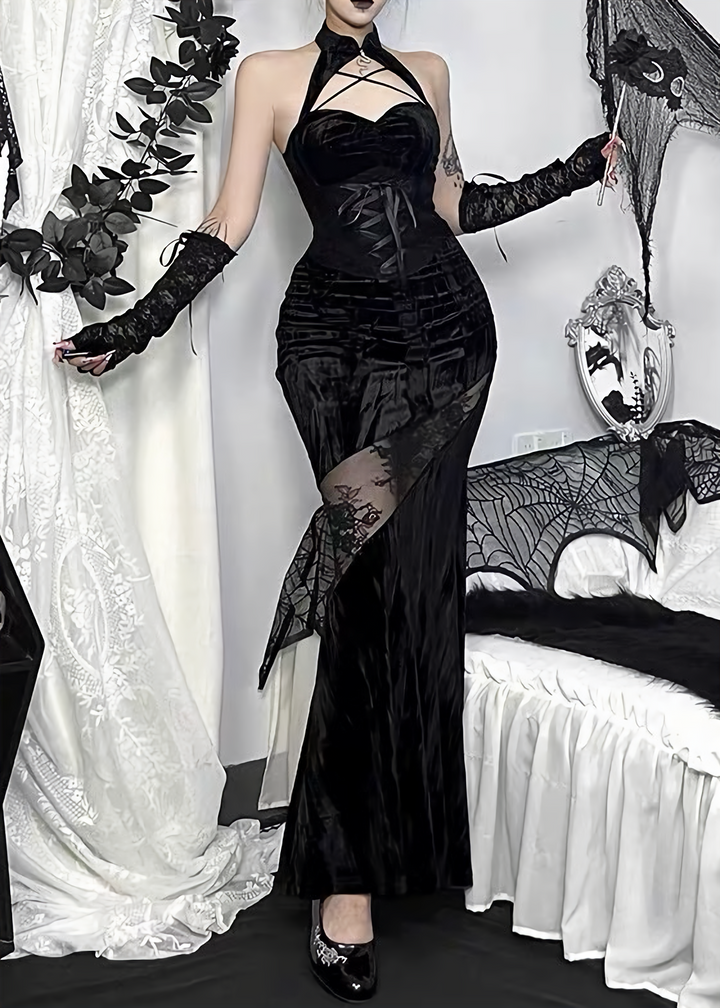 HALTER LACE-UP MERMAID DRESS / LG1711
