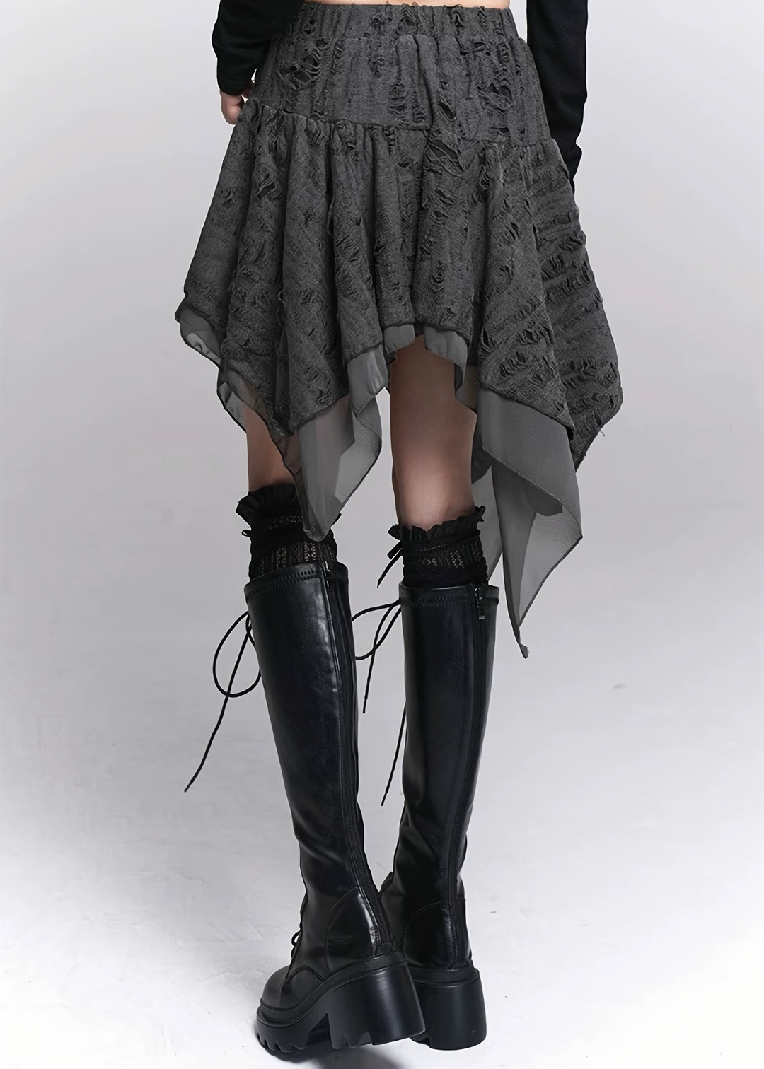 IRREGULAR DAMAGE LAYERED SKIRT / LG1543