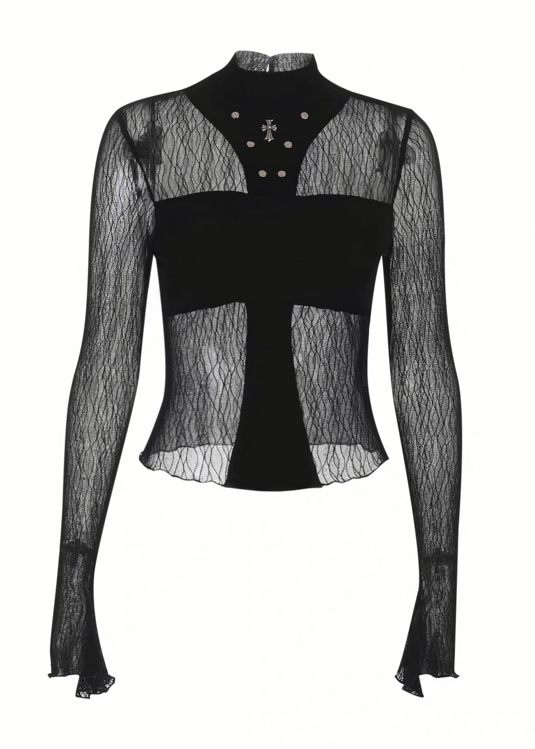 GOTHIC SHEER LACE FLARE SLEEVE TOP / LG1671