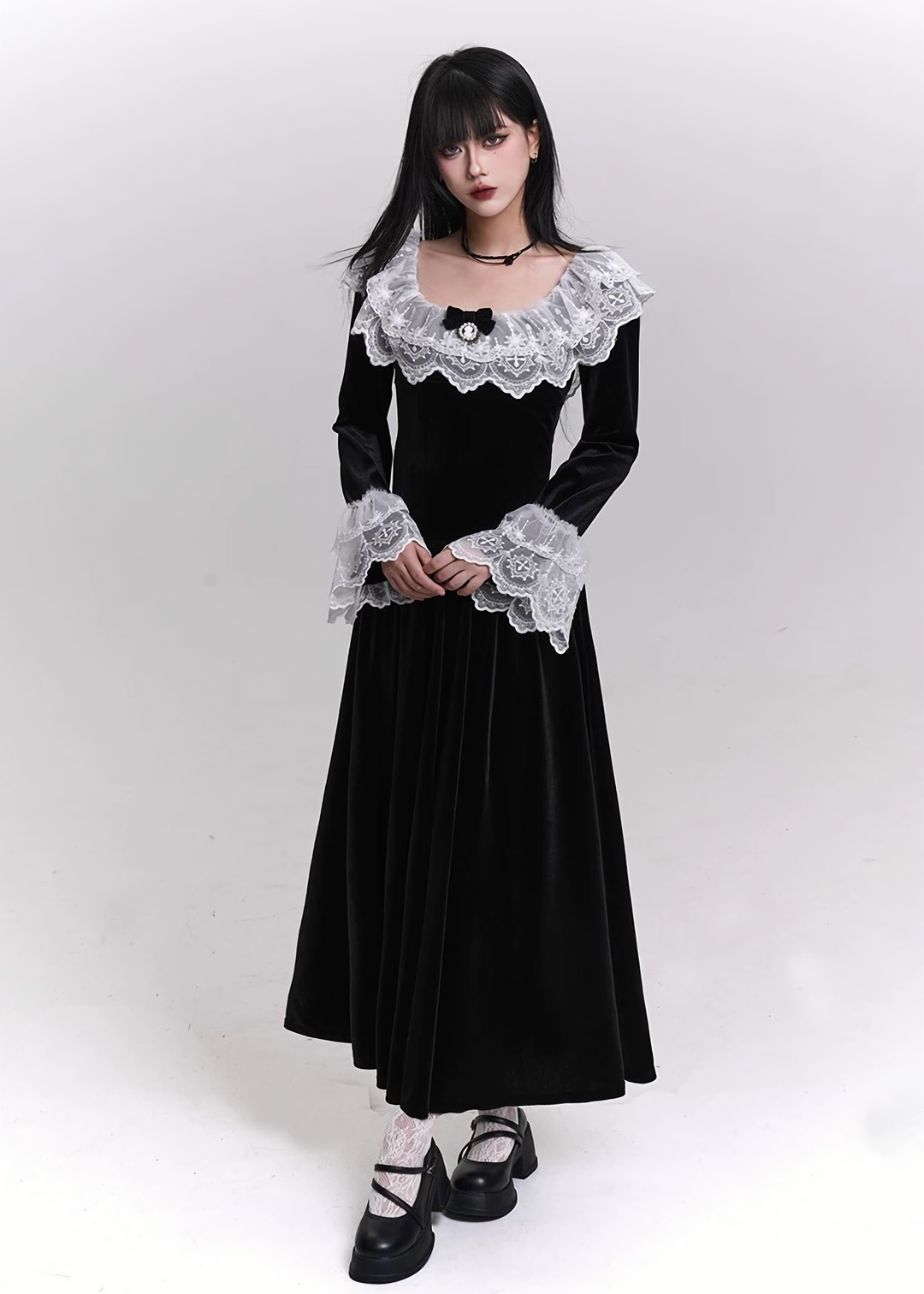 LUNA LACE VELVET DRESS / LG1465